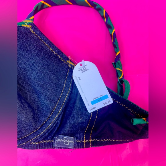 BRA,CORSET,TWO GARTERS JESSICA SIMPSON denim alike NEW WITH TAGS 34/36 C - Picture 6 of 16